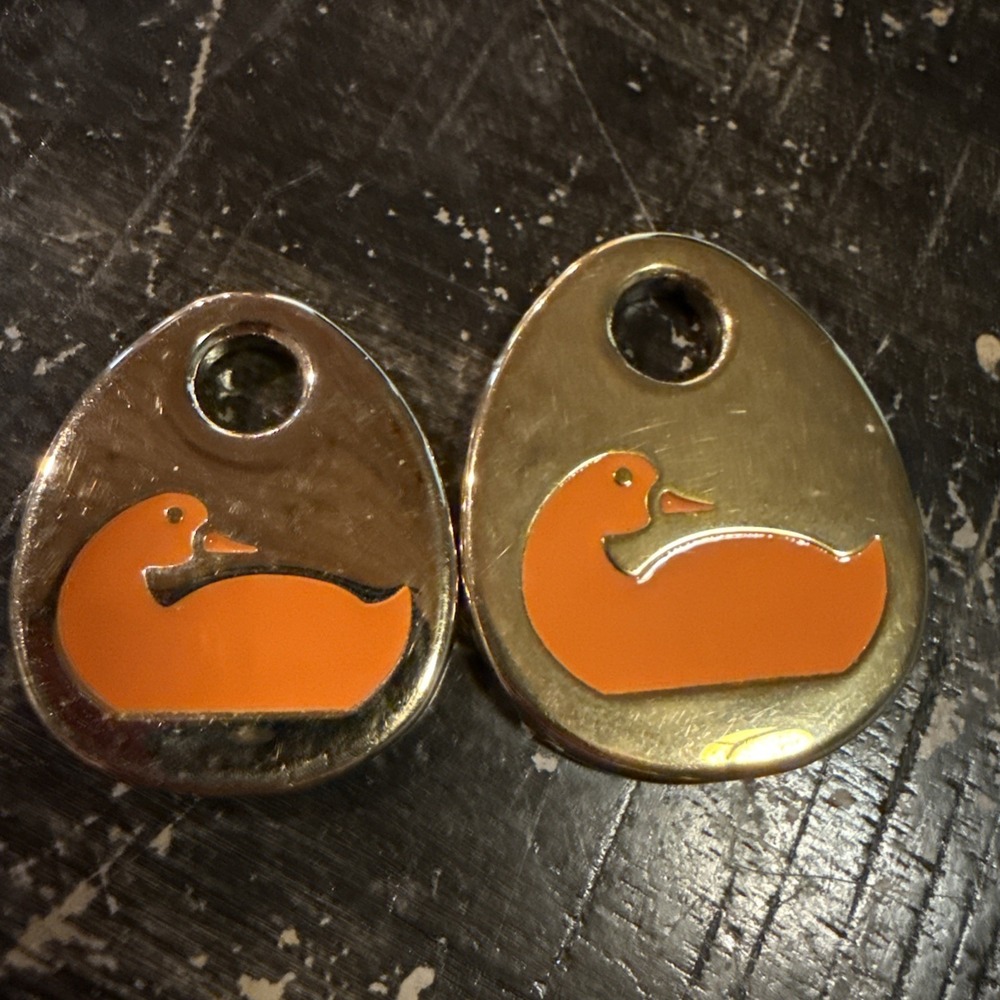 Dooney Bourke Orange Metal Duck Handbag Charm Hang Tag Replacement Set Of Two - Picture 5 of 8